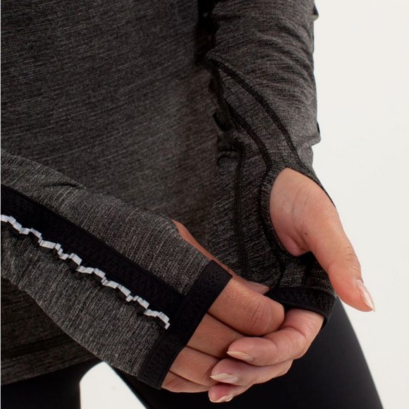 Lululemon Grey Long Sleeve Top w/Black Detail, FUN Cutouts & Reflective Trim - Picture 12 of 14